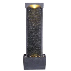 Teamson Home 38.5" Indoor/Outdoor Modern Curved Waterfall Fountain, Black