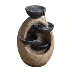 Teamson Home 17.52" Outdoor Abstract Tiered Water Fountain, Natural & Black -FINAL SALE