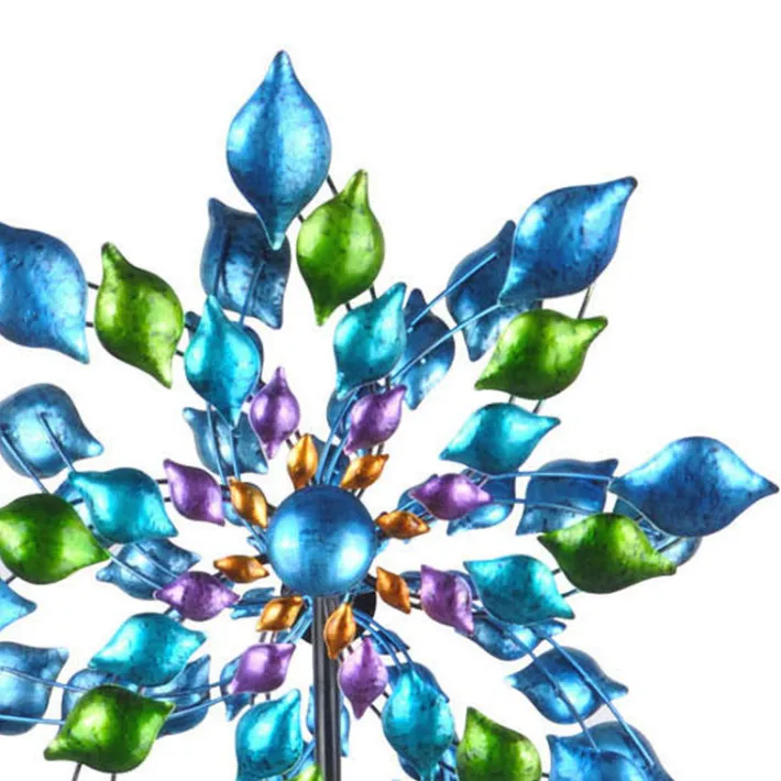 Teamson Home - Outdoor Blue Floral Kinetic Dual Spinner Windmill -FINAL SALE