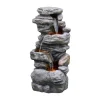 Teamson Home 39.37" Outdoor Faux Stone 4-Tier Water Fountain with LED, Gray