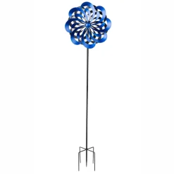 Teamson Home 70.87" Outdoor Kinetic Windmill Sculpture with LED Light, Blue -FINAL SALE