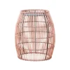 Teamson Home 20.24" Outdoor Open Weave Bohemian Bamboo Drum Side Table with Iron Top, Brown- FINAL SALE