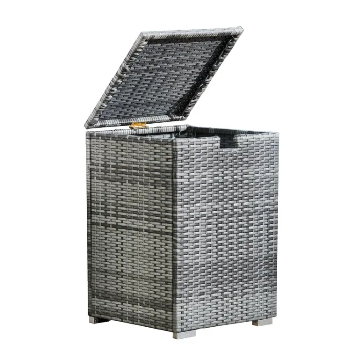 Teamson Home 23.5" Outdoor PE Rattan Cover Table for 20 lb. Propane Gas Tanks, Gray