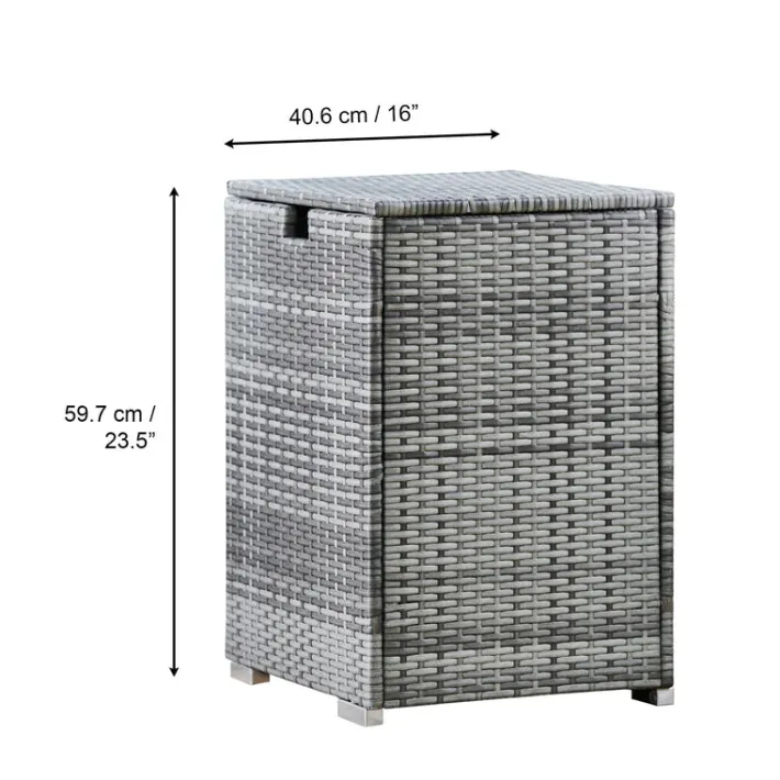Teamson Home 23.5" Outdoor PE Rattan Cover Table for 20 lb. Propane Gas Tanks, Gray