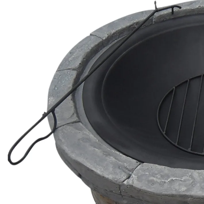 Teamson Home 26.57" Outdoor Round Faux Stone Wood Burning Fire Pit with Accessories, Multi