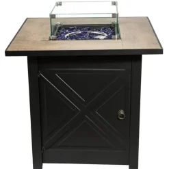 Teamson Home 29.92' Outdoor Steel-Based Propane Gas Fire Pit with Accessories, Brown- FINAL SALE