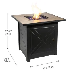 Teamson Home 29.92' Outdoor Steel-Based Propane Gas Fire Pit with Accessories, Brown- FINAL SALE