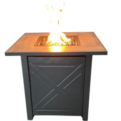 Teamson Home 29.92' Outdoor Steel-Based Propane Gas Fire Pit with Accessories, Brown- FINAL SALE