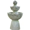 Teamson Home 36.5" Outdoor 3-Tier Stone Pedestal Water Fountain, Gray