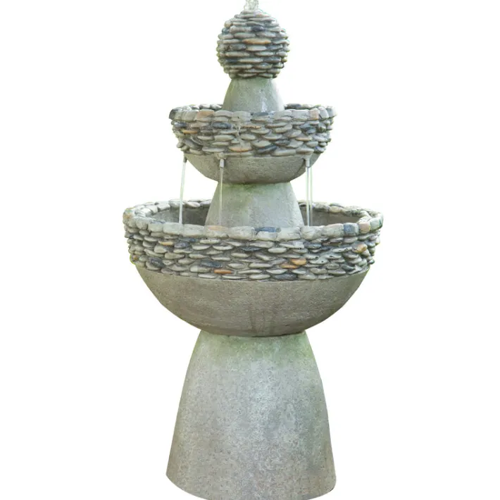 Teamson Home 36.5" Outdoor 3-Tier Stone Pedestal Water Fountain, Gray