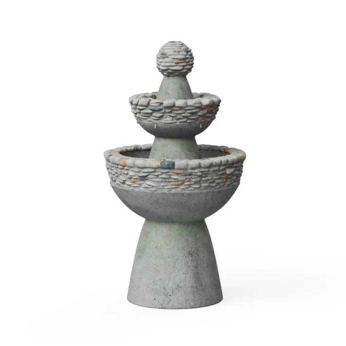 Teamson Home 36.5" Outdoor 3-Tier Stone Pedestal Water Fountain, Gray