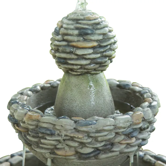 Teamson Home 36.5" Outdoor 3-Tier Stone Pedestal Water Fountain, Gray