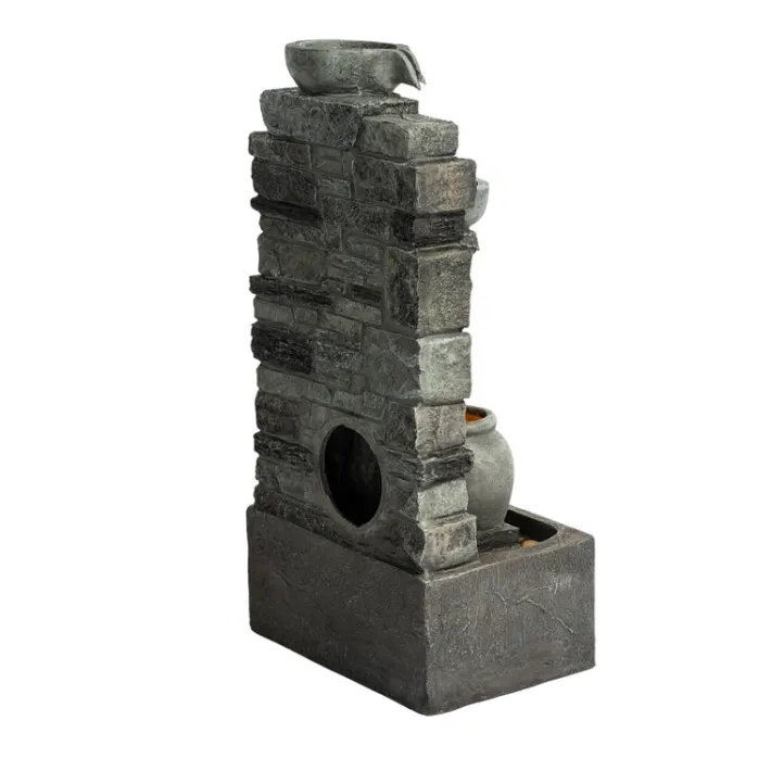 Teamson Home 28.5" Outdoor 4-Tier Cascading Water Fountain with LED Lights