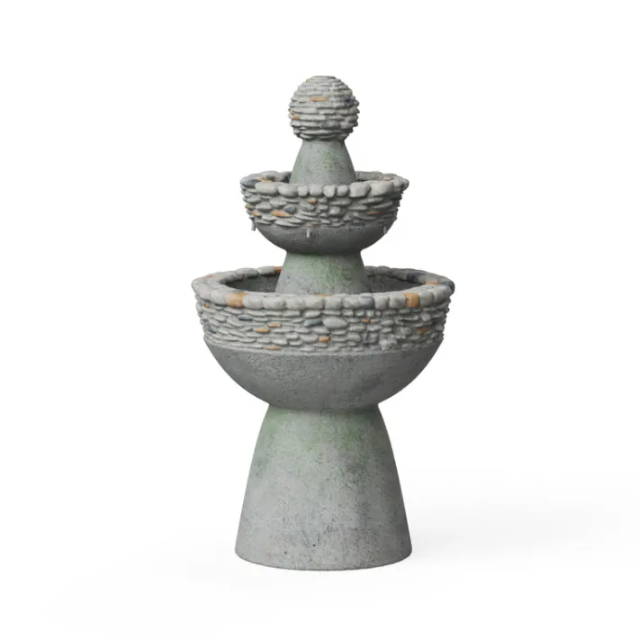 Teamson Home 36.5" Outdoor 3-Tier Stone Pedestal Water Fountain, Gray