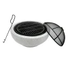 Teamson Home 23.62" Outdoor Wood Burning Fire Pit with Grill Grate and Faux Concrete Base, Gray
