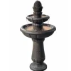 Teamson Home 39.02" 2-Tier Birdbath Water Fountain, Gray
