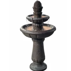 Teamson Home 39.02" 2-Tier Birdbath Water Fountain, Gray