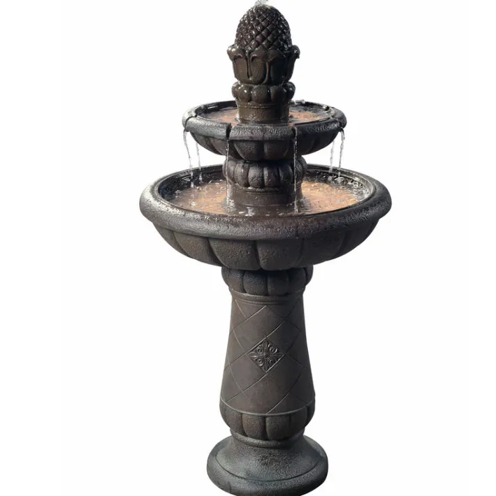 Teamson Home 39.02" 2-Tier Birdbath Water Fountain, Gray