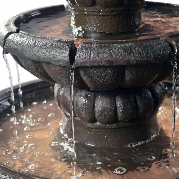Teamson Home 39.02" 2-Tier Birdbath Water Fountain, Gray
