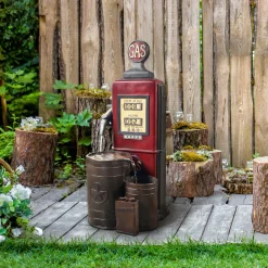 Teamson Home 42.01" Vintage Gas Pump Outdoor Water Fountain, Multi