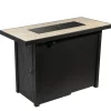 Teamson Home 41.73" x 20.08" Outdoor Propane Gas Fire Pit Table with a Metal Base, Black/Stone- FINAL SALE