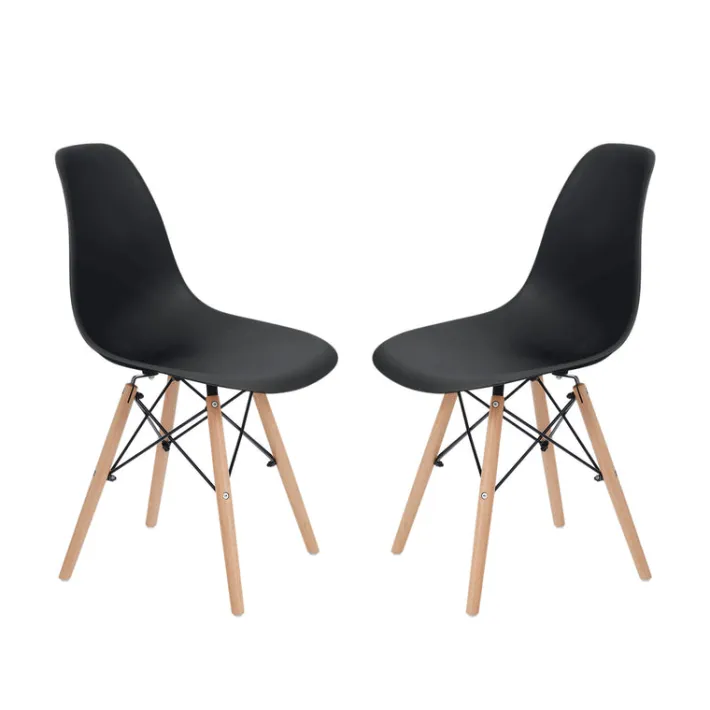 Teamson Home Allan Plastic Side Dining Chair with Legs Set of 2, Black- FINAL SALE