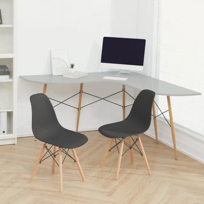 Teamson Home Allan Plastic Side Dining Chair with Legs Set of 2, Black- FINAL SALE