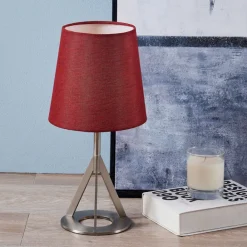 Teamson Home Aria 15" Modern Table Lamp with Round Shade, Brass/Red -FINAL SALE