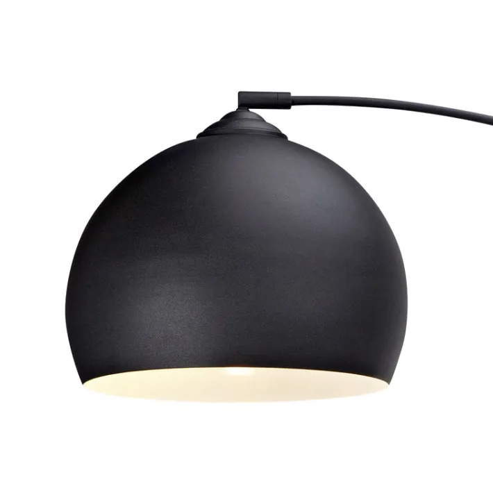 Teamson Home Arquer 66.93" Arc Floor Lamp, Black Marble Base and Black Bell Shade