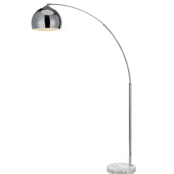 Teamson Home Arquer Arc 66" Metal Floor Lamp with Bell Shade, Chrome