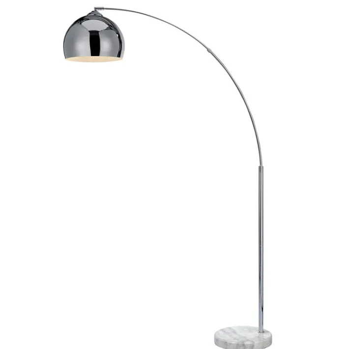 Teamson Home Arquer Arc 66" Metal Floor Lamp with Bell Shade, Chrome