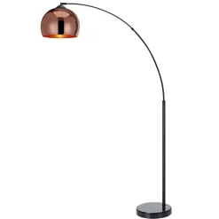 Teamson Home Arquer Arc 66" Metal Floor Lamp with Bell Shade, Rose Gold