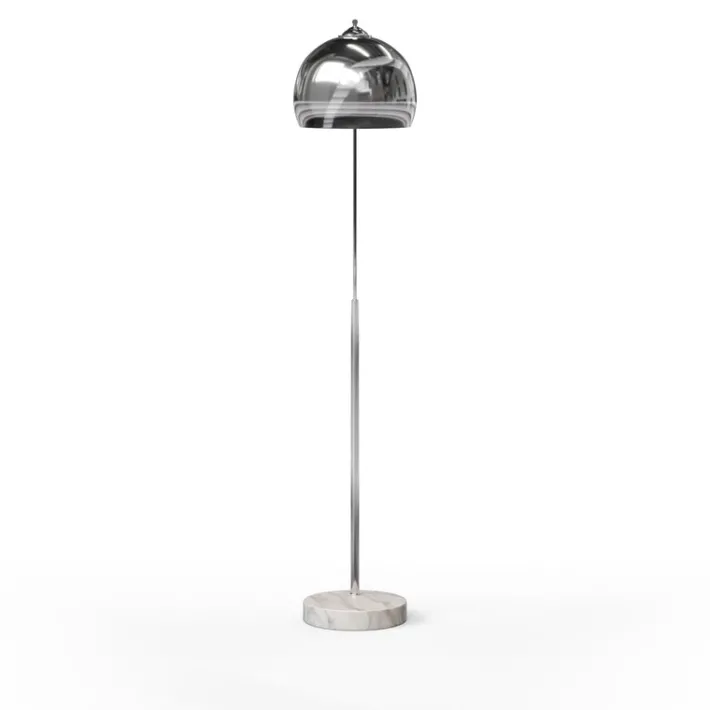 Teamson Home Arquer Arc 66" Metal Floor Lamp with Bell Shade, Chrome