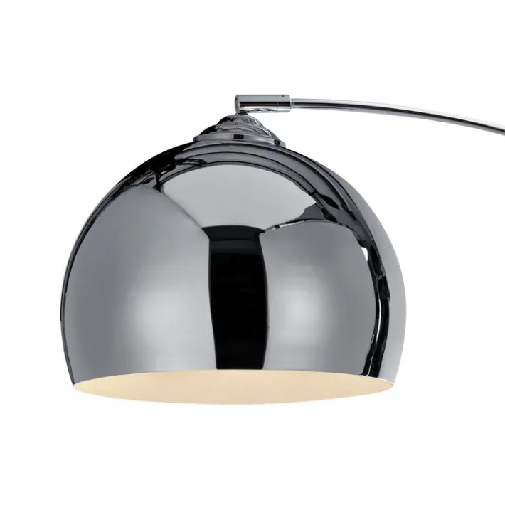 Teamson Home Arquer Arc 66" Metal Floor Lamp with Bell Shade, Chrome