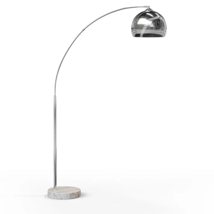 Teamson Home Arquer Arc 66" Metal Floor Lamp with Bell Shade, Chrome