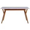 Teamson Home Ashton Rectangular Marble-Look Dining Table with Wood Base, Marble/Walnut -FINAL SALE
