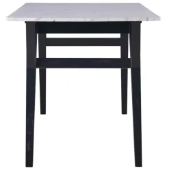 Teamson Home Ashton Rectangular Marble-Look Dining Table with Wood Base, Marble/Black -FINAL SALE