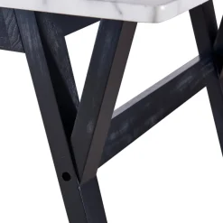 Teamson Home Ashton Rectangular Marble-Look Dining Table with Wood Base, Marble/Black -FINAL SALE