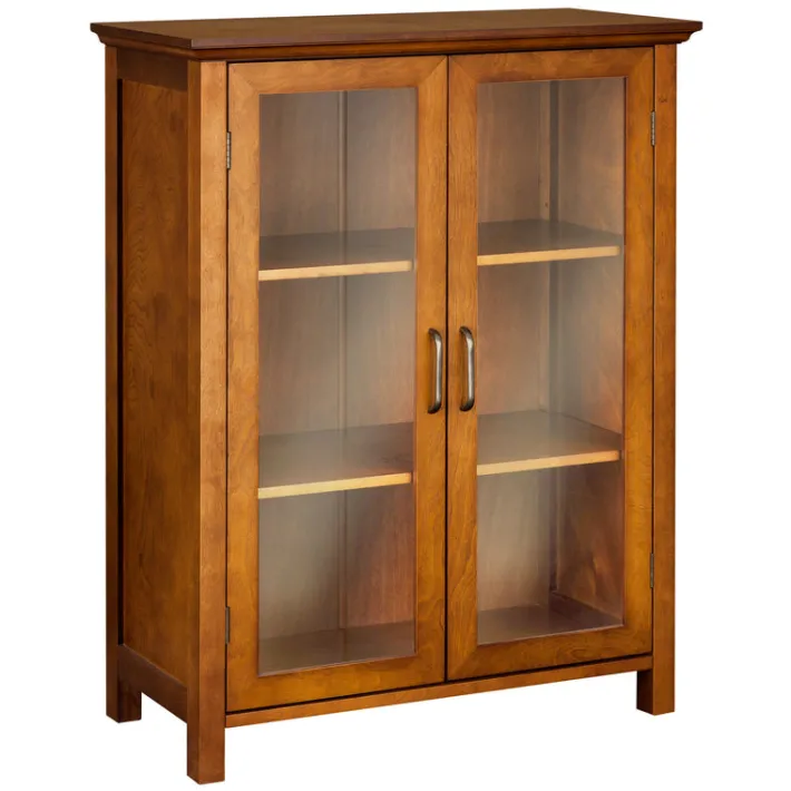 Teamson Home Avery Two-Door Floor Cabinet with Storage, Oiled Oak