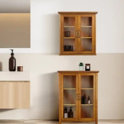 Teamson Home Avery Two-Door Floor Cabinet with Storage, Oiled Oak