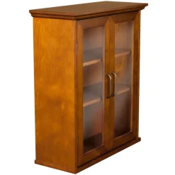 Teamson Home Avery Two-Door Wall Cabinet with Storage, Oiled Oak