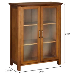Teamson Home Avery Two-Door Floor Cabinet with Storage, Oiled Oak