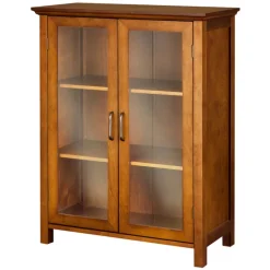 Teamson Home Avery Two-Door Floor Cabinet with Storage, Oiled Oak