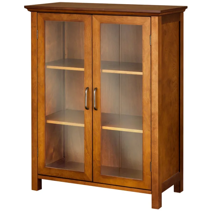 Teamson Home Avery Two-Door Floor Cabinet with Storage, Oiled Oak