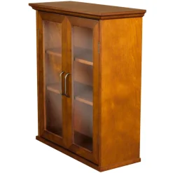 Teamson Home Avery Two-Door Wall Cabinet with Storage, Oiled Oak