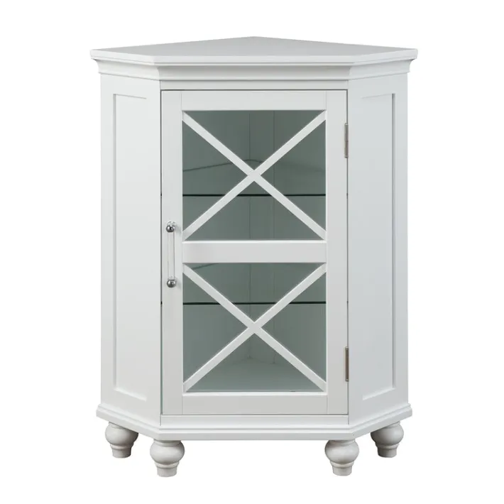 Teamson Home Blue Ridge Freestanding Corner Floor Cabinet, White