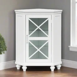 Teamson Home Blue Ridge Freestanding Corner Floor Cabinet, White