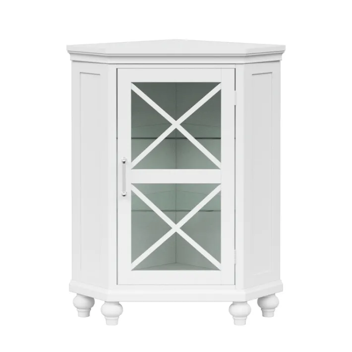 Teamson Home Blue Ridge Freestanding Corner Floor Cabinet, White