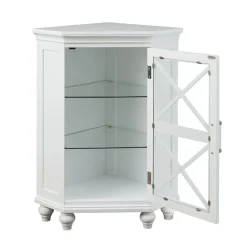 Teamson Home Blue Ridge Freestanding Corner Floor Cabinet, White