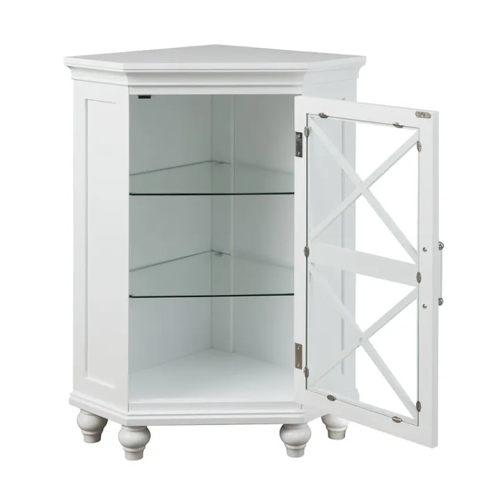 Teamson Home Blue Ridge Freestanding Corner Floor Cabinet, White